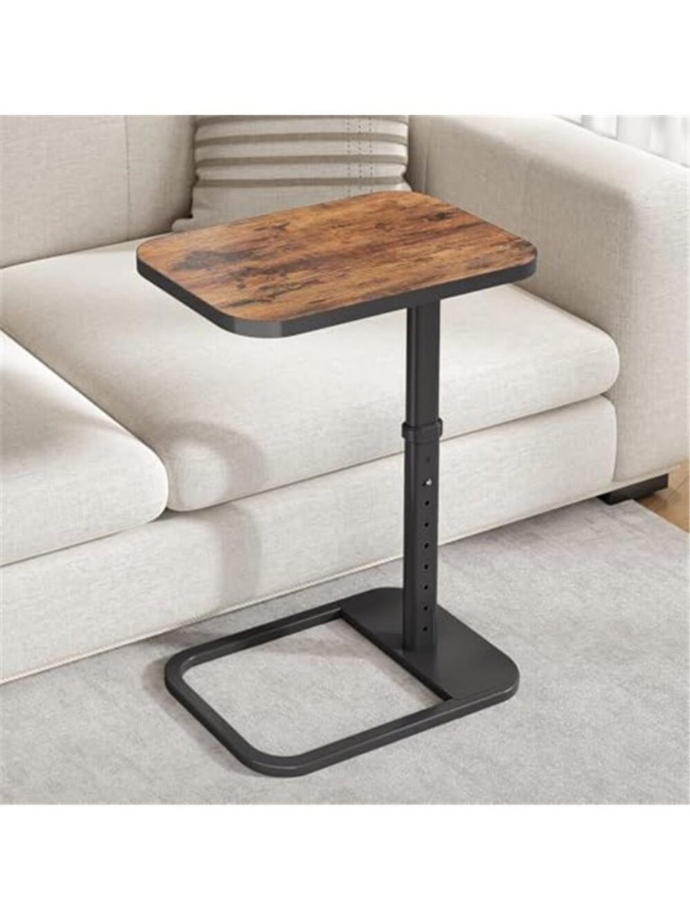 TV Tray Table, Adjustable Height & Flip-Top & Rounded Metal Corners, Snack Table